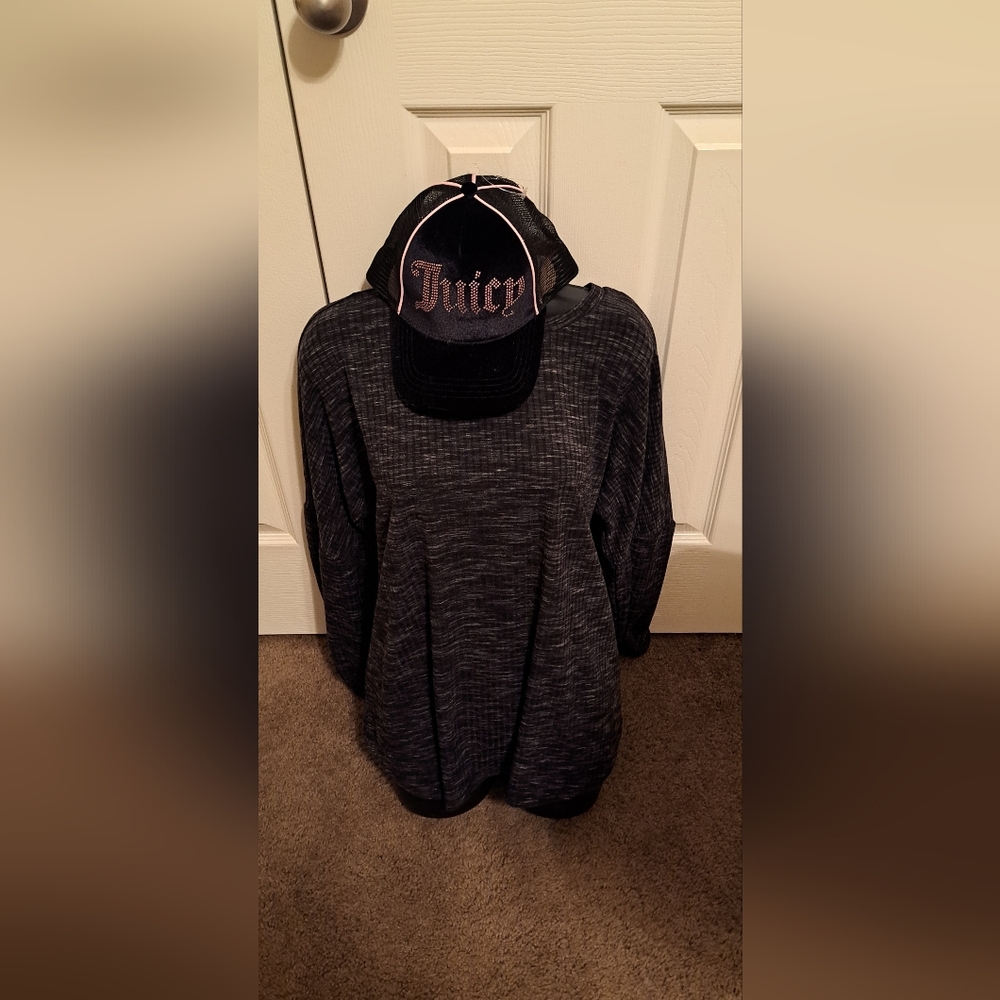 Juicy Couture Tunic top Black with a specks of white Tunic EUC and Cap NWOT Set